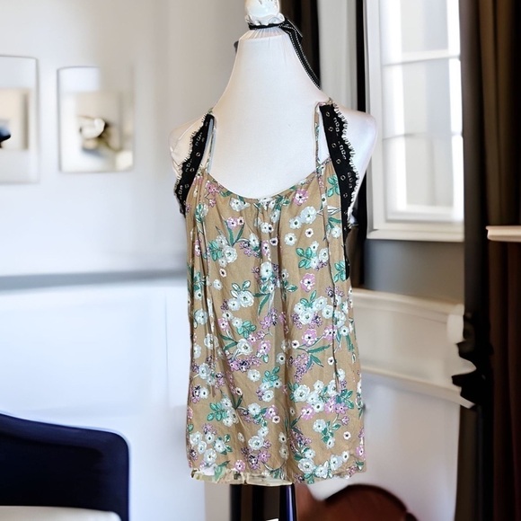 NWT Entro Sleeveless top blouse Tan floral Sz L - Picture 1 of 13